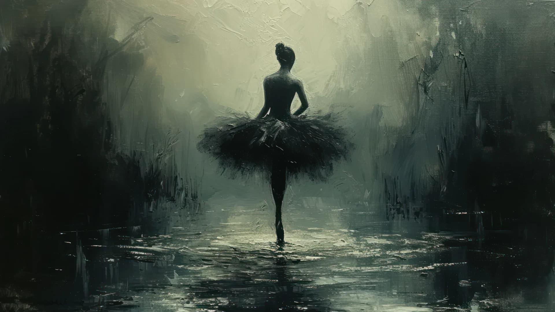 Dark Moody Ballerina Painting 2k